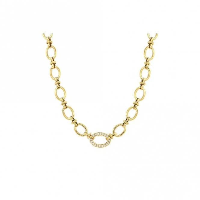 Affinity Gold Steel & CZ Link Necklace