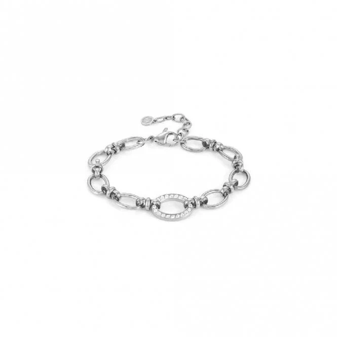 Affinity Silver Steel & CZ Link Bracelet - Image 2