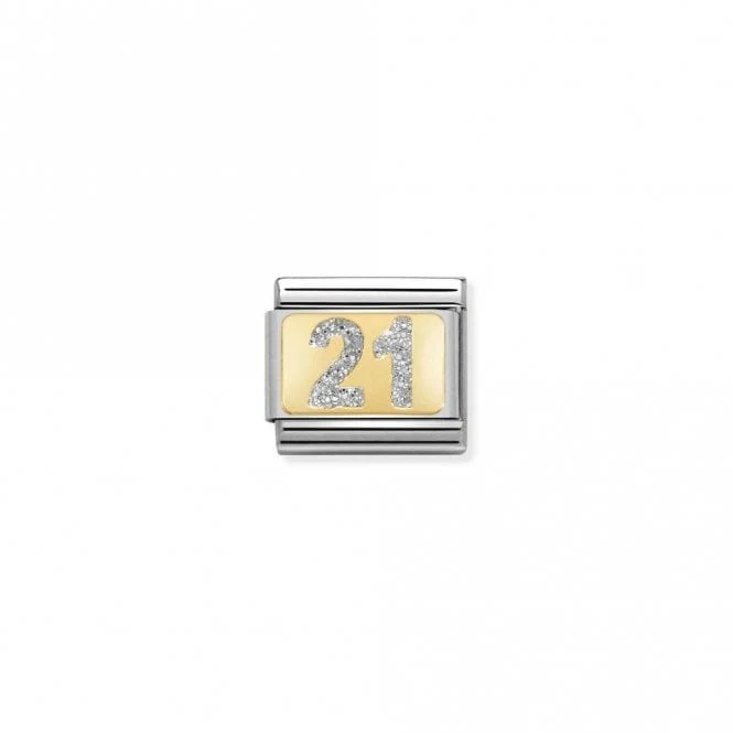 Classic Gold 21 Silver Glitter Wedding & Anniversary Charms