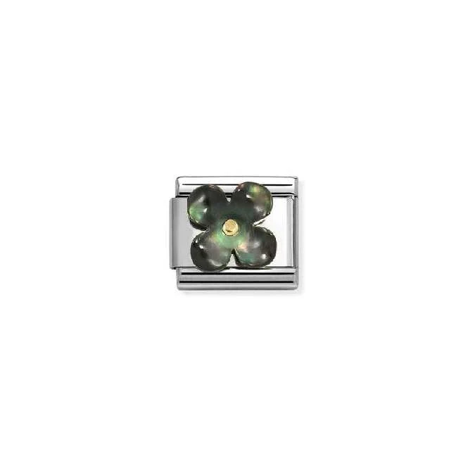 Classic Gold and Black Mother Of Pearl Flower Flowers & Nature Charms