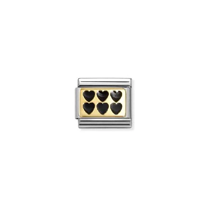 Classic Gold and Enamel Black Line Hearts Love & Hearts Charms