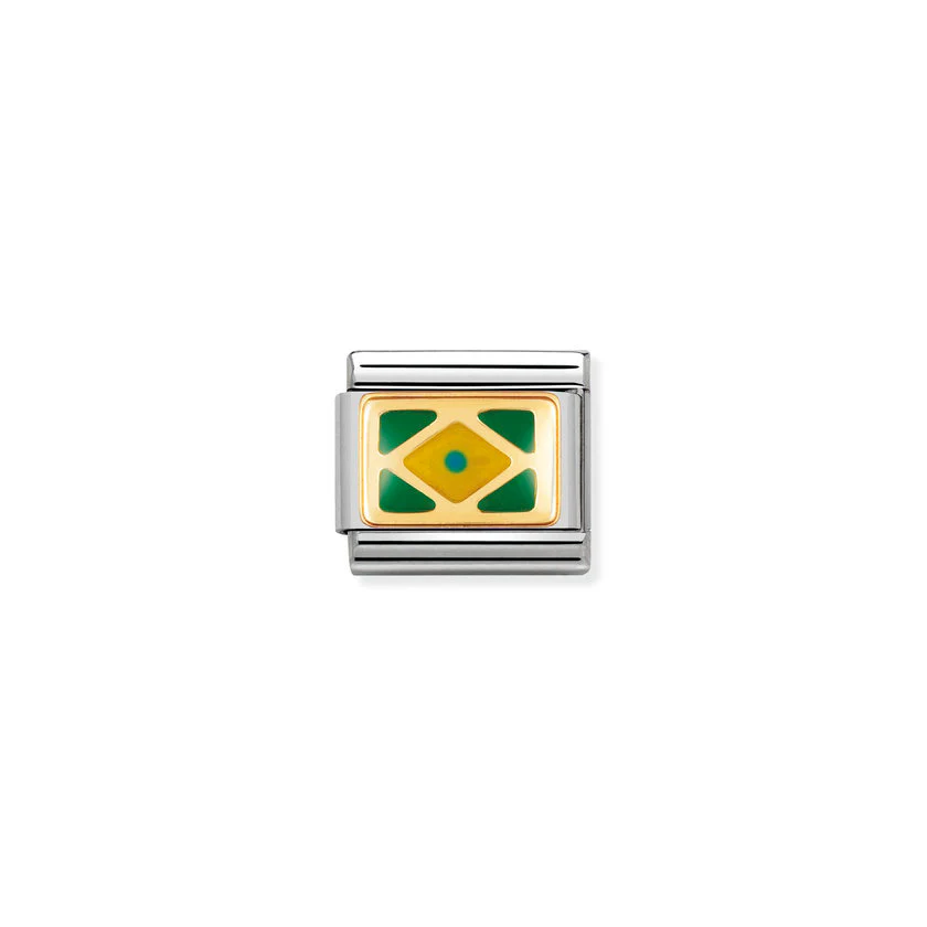 Classic Gold and Enamel Brazil Travel & Flag Charms