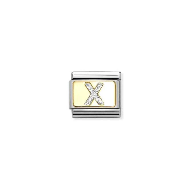 Classic Gold and Enamel Glitter Letter X Letters & Numbers Charms