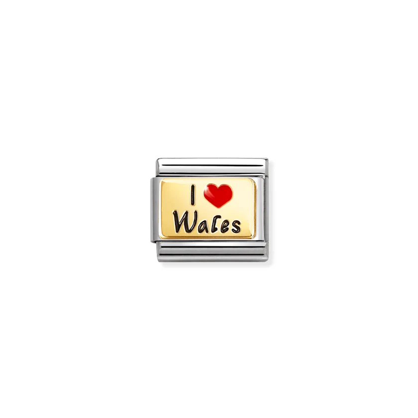 Classic Gold and Enamel I Love Wales Travel Charms