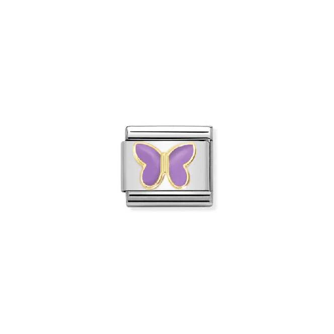 Classic Gold and Enamel Lilac Butterfly Flowers & Nature Charms