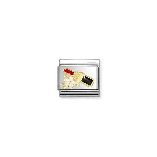Classic Gold and Enamel Lipstick with Red Flower Fashion & Fun Charms