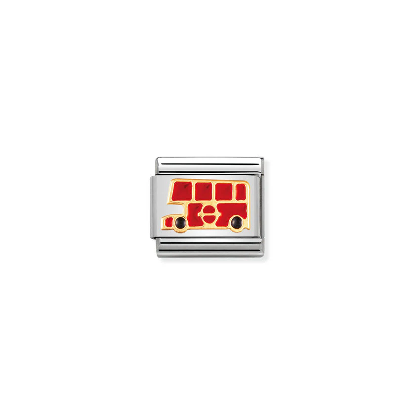 Classic Gold and Enamel London Bus Travel & Flag Charms