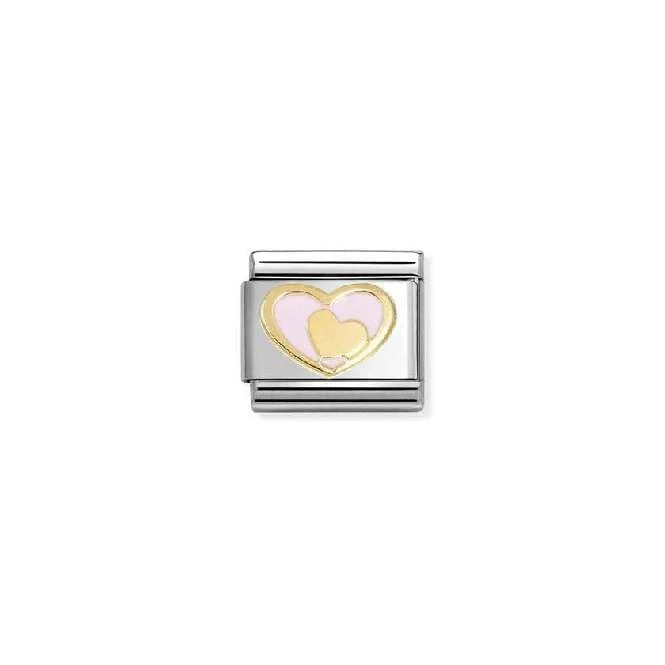 Classic Gold and Enamel Pink Heart In Heart Love & Hearts Charms