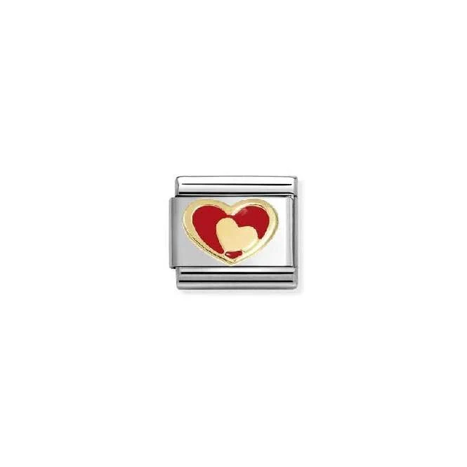 Classic Gold and Enamel Red Heart In Heart Love & Hearts Charms