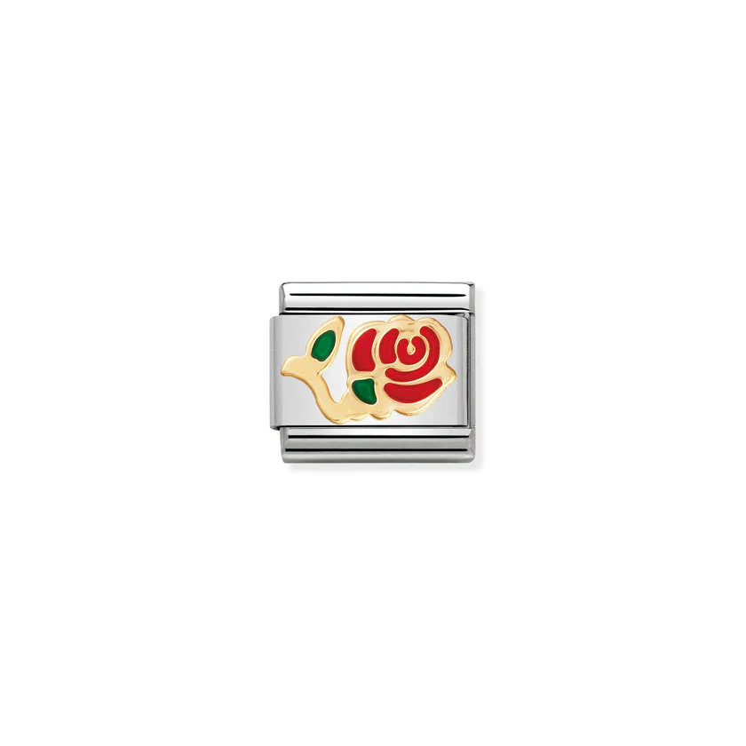 Classic Gold and Enamel Red Rose Flowers & Nature Charms