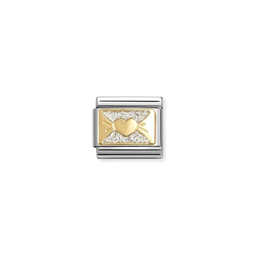 Classic Gold and Enamel Silver Glitter Heart Bow Love & Hearts Charms