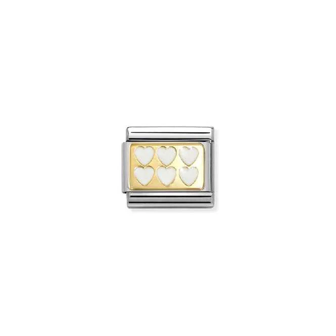Classic Gold and Enamel White Line Hearts Love & Hearts Charms