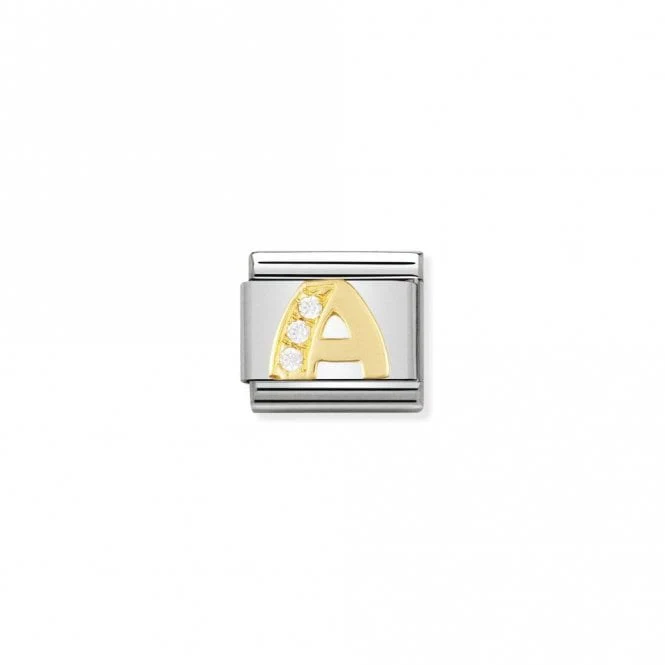 Classic Gold CZ A Letter Charms