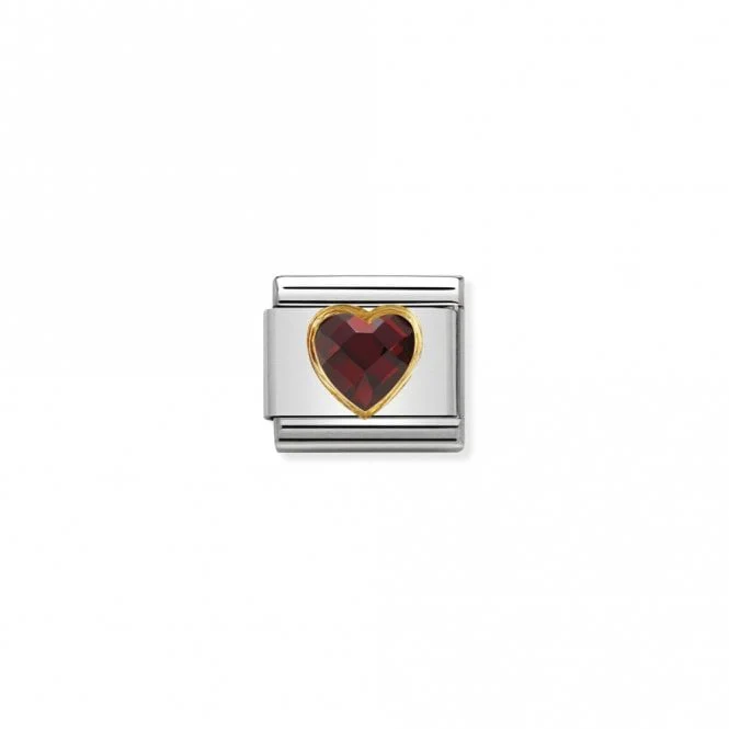 Classic Gold CZ Facetted Red Heart Love & Hearts Charms