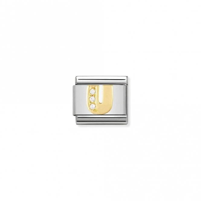 Classic Gold CZ U Letter Charms