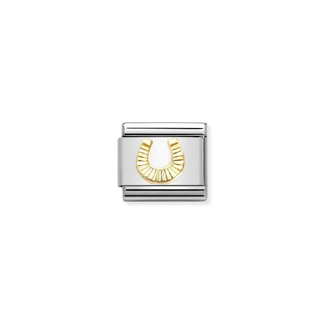 Classic Gold Diamond-Etched Horseshoe Fashion & Fun Charms