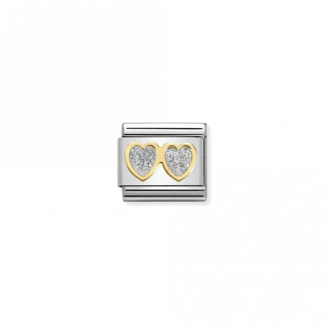 Classic Gold Double Silver Glitter Hearts Love & Hearts Charms