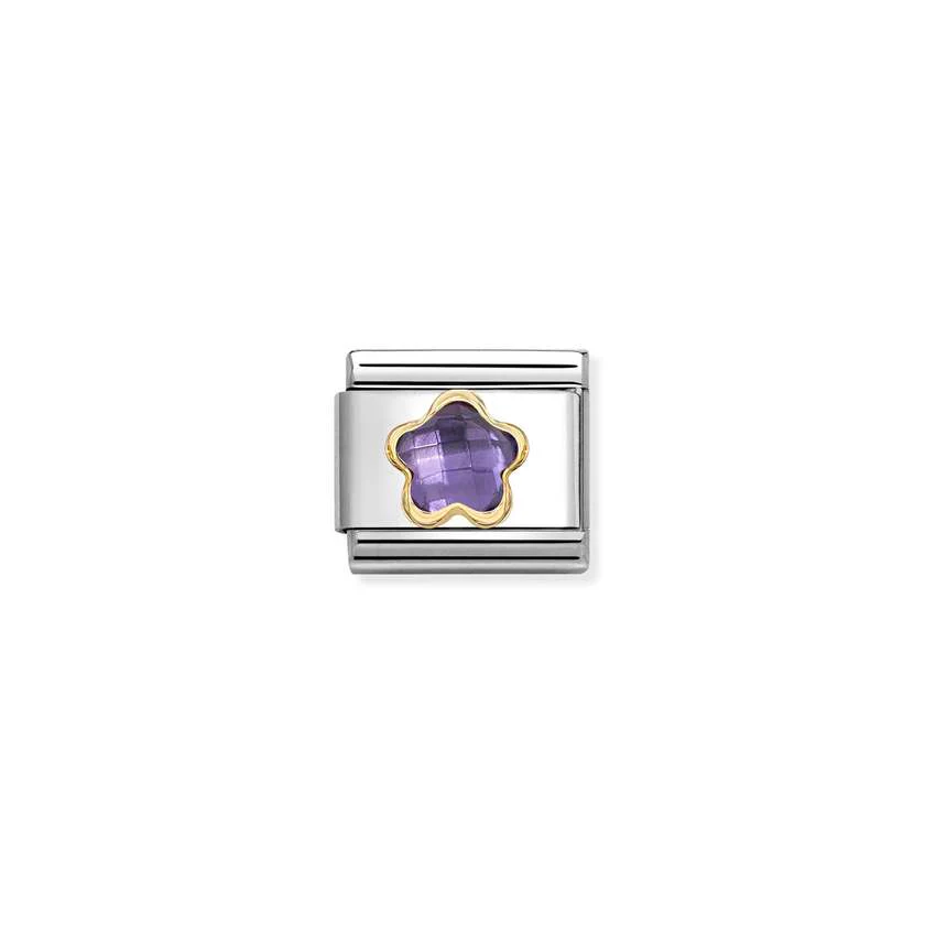 Classic Gold and Faceted CZ Purple Flower & Nature Charms