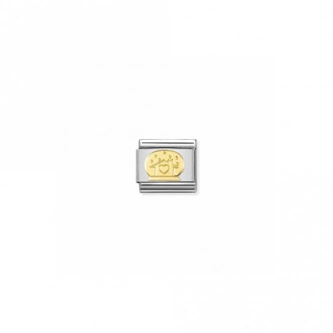 Classic Gold Glass Ball with House Christmas Charms