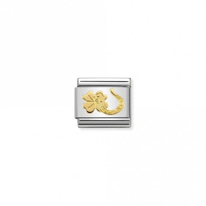 Classic Gold Horseshoe and Four-Leaf Clover Good Luck Charms