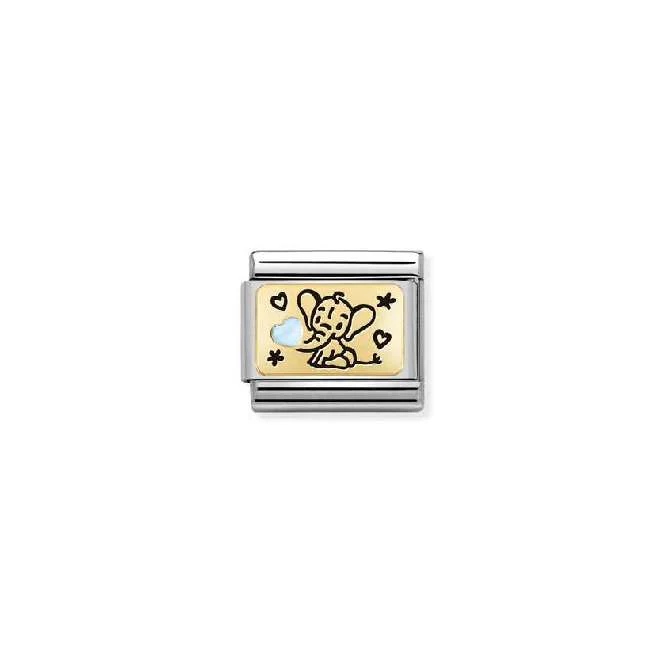 Classic Gold Light Blue Elephant Animals Charms