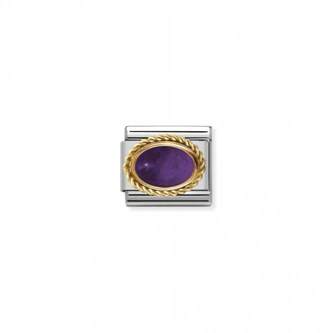 Classic Gold Oval Amethyst Stone Sparkly Charms