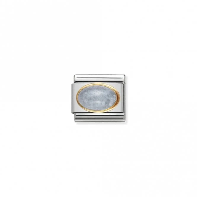 Classic Gold Oval Aquamarine Stone Sparkly Charms
