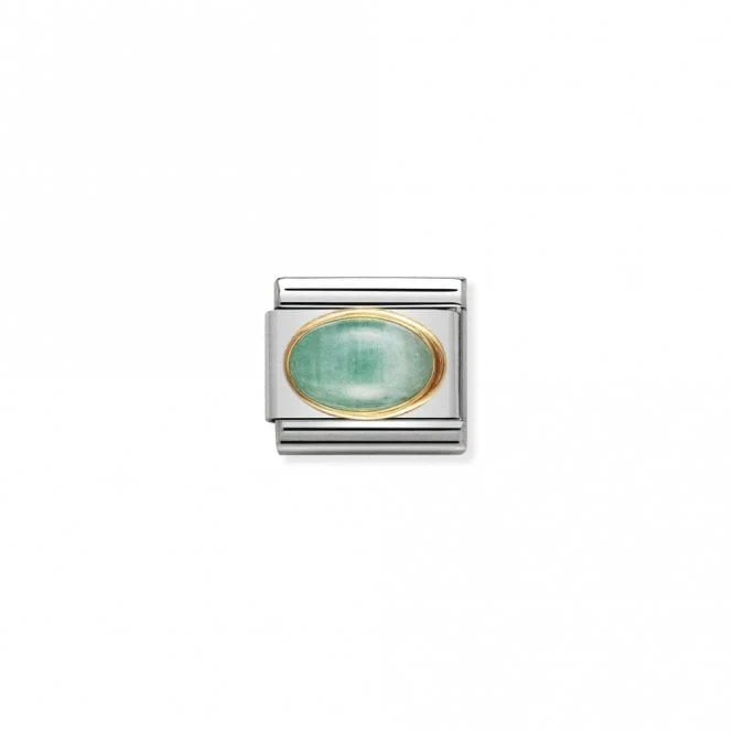 Classic Gold Oval Emerald Stone Sparkly Charms