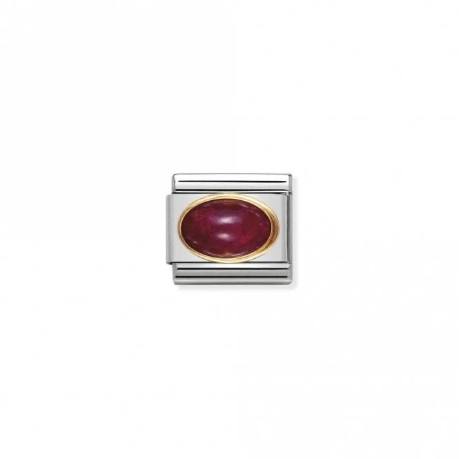 Classic Gold Oval Ruby Stone Sparkly Charms