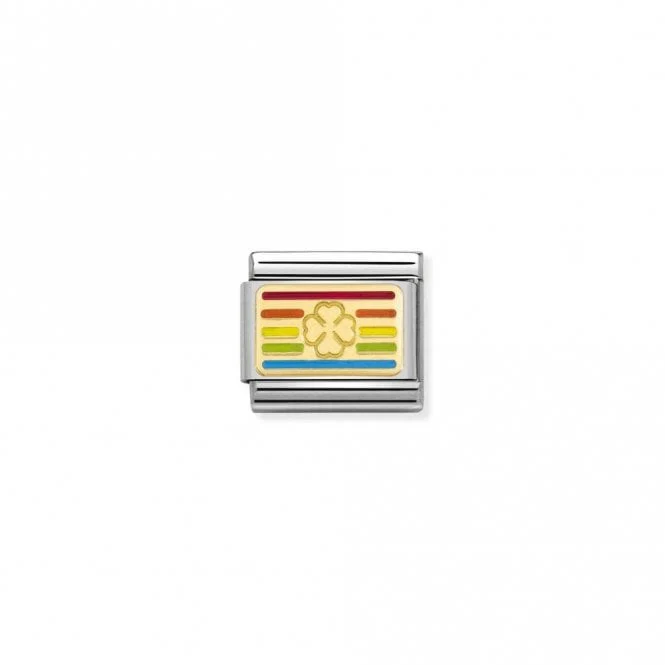 Classic Gold Rainbow Four-Leaf Clover Flag Good Luck Charms