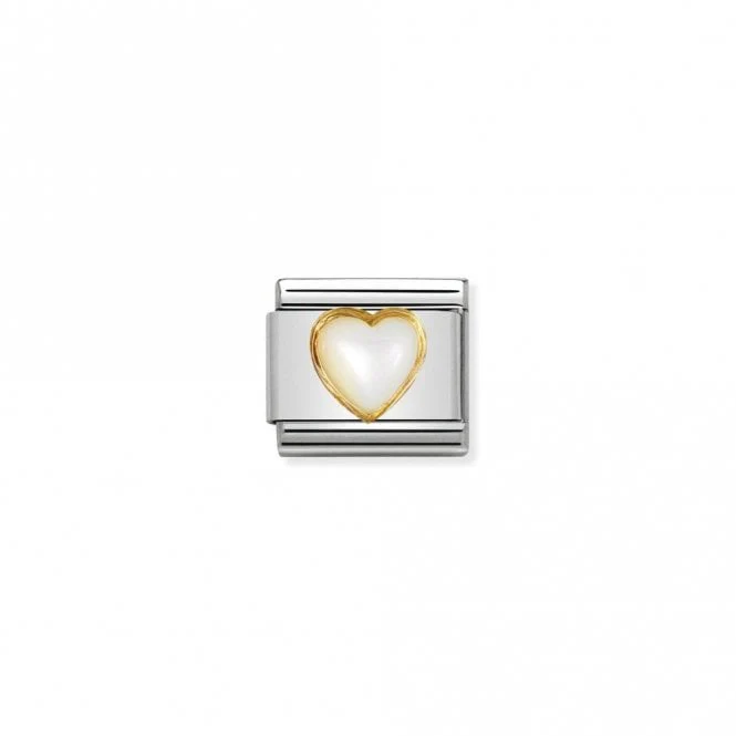 Classic Gold White Mother Of Pearl Heart Love & Hearts Charms