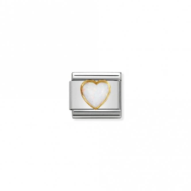 Classic Gold White Opal Heart Love & Hearts Charms