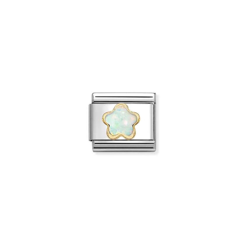 Classic Gold White Opal Stone Flowers & Nature Charms