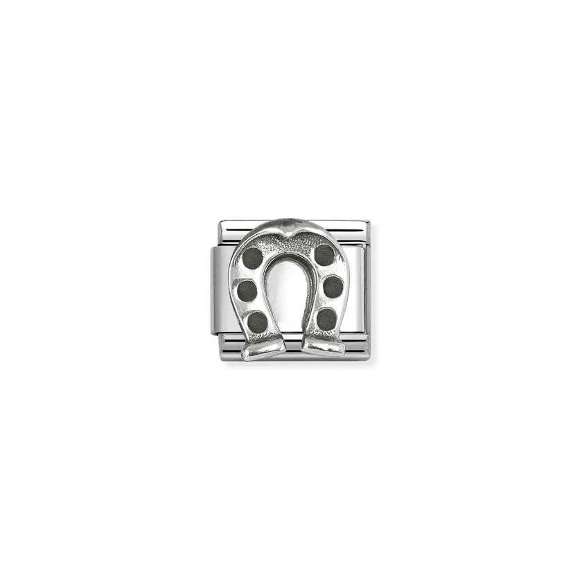 Classic Oxidised Silver and Enamel Horseshoe 2 Good Luck Charms