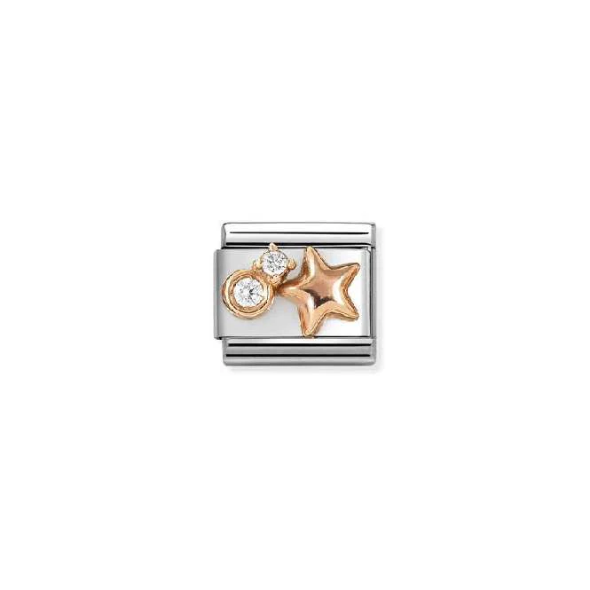 Classic Rose Gold and CZ White Rounded Star Faith & Religion Charms