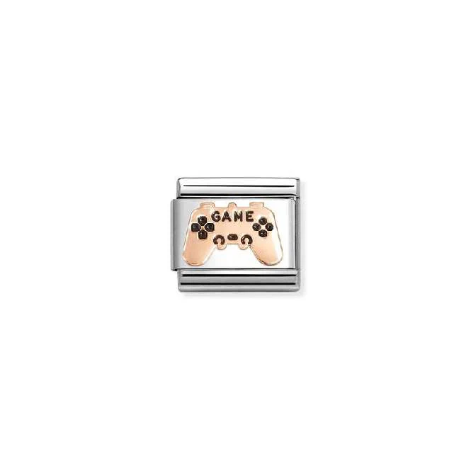 Classic Rose Gold and Enamel Black Controller Sports & Hobbies Charms