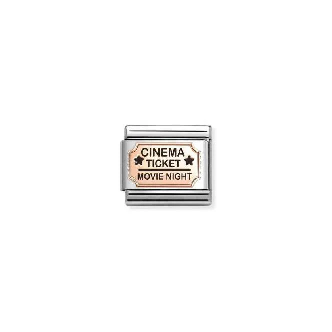 Classic Rose Gold and Enamel Cinema Ticket Sports & Hobbies Charms