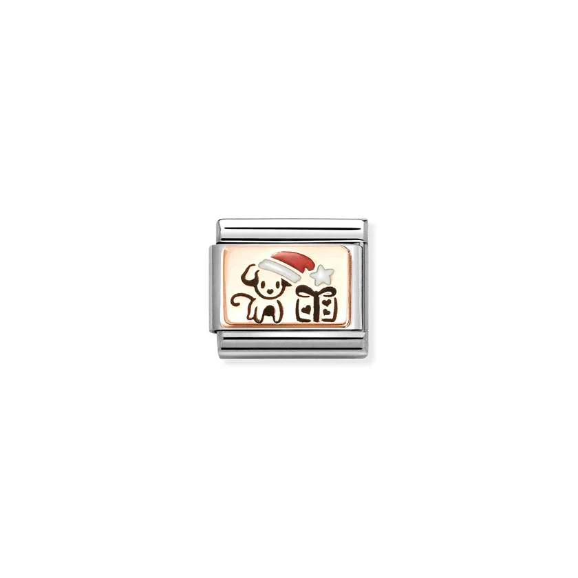 Classic Rose Gold and Enamel Dog with Gift Pack Christmas Charms