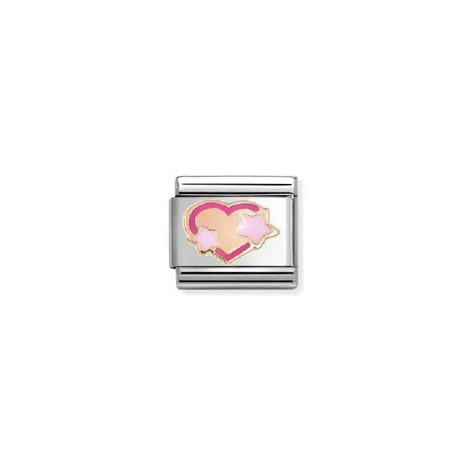 Classic Rose Gold and Enamel Pink Fuchsia Star Heart Love & Hearts Charms