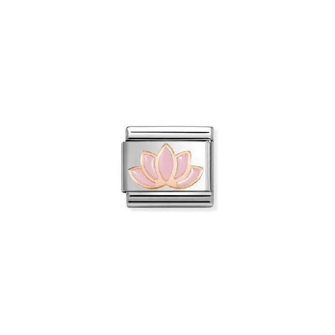 Classic Rose Gold and Enamel Pink Lotus Flower Flowers & Nature Charms