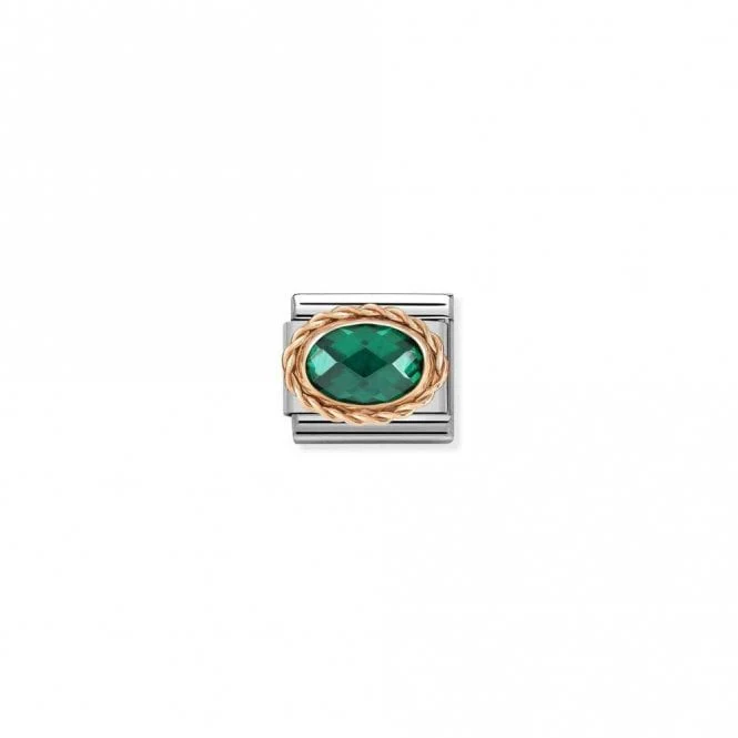 Classic Rose Gold and Facetted Emerald Green Sparkly & Stones Charms