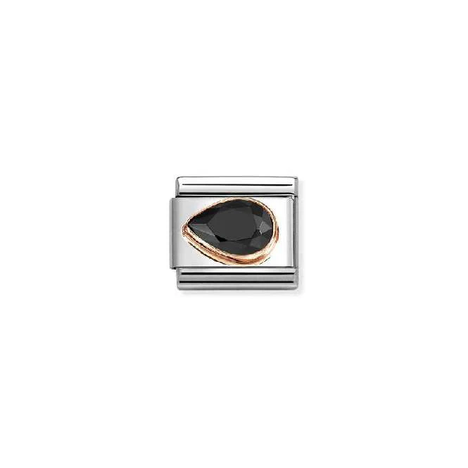 Classic Rose Gold and Left Drop CZ Black Sparkly & Stones Charms