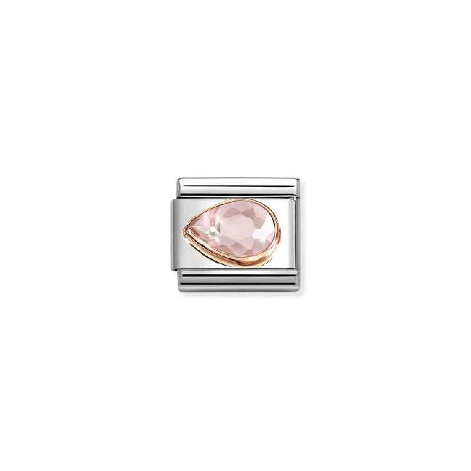 Classic Rose Gold and Left Drop CZ Pink Sparkly & Stones Charms