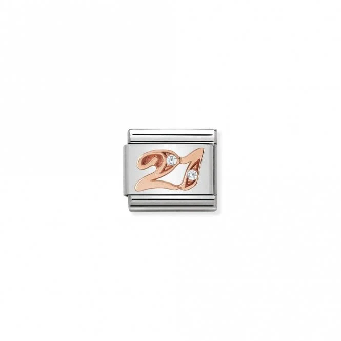 Classic Rose Gold CZ 21 Number Charms