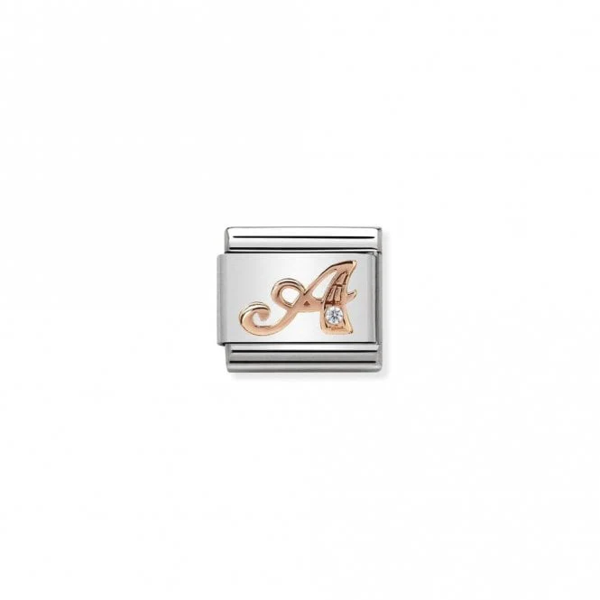 Classic Rose Gold CZ A Letter Charms
