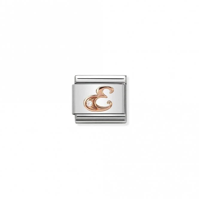 Classic Rose Gold CZ E Letter Charms