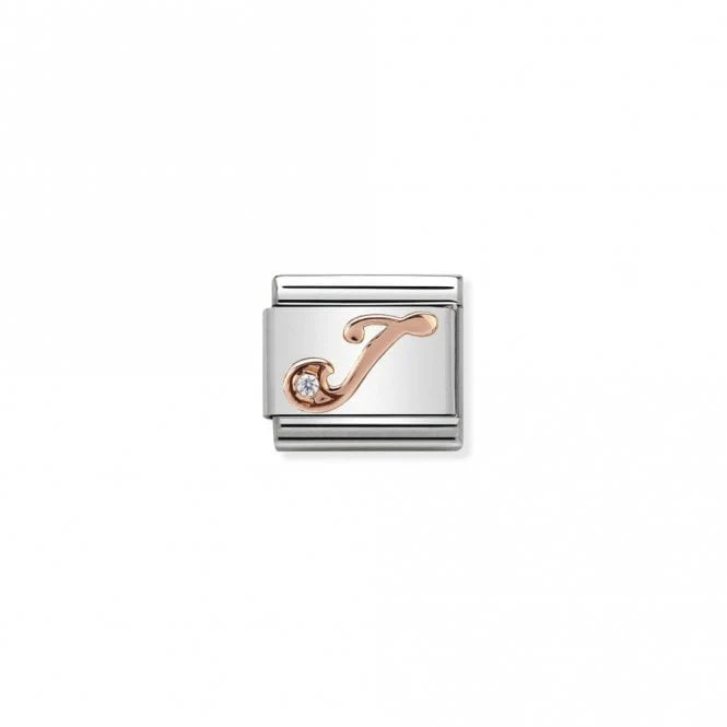 Classic Rose Gold CZ J Letter Charms