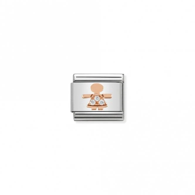 Classic Rose Gold CZ Little Girl Friends & Family Charms