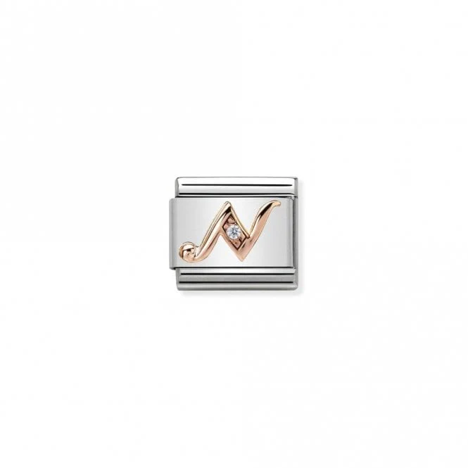 Classic Rose Gold CZ N Letter Charms
