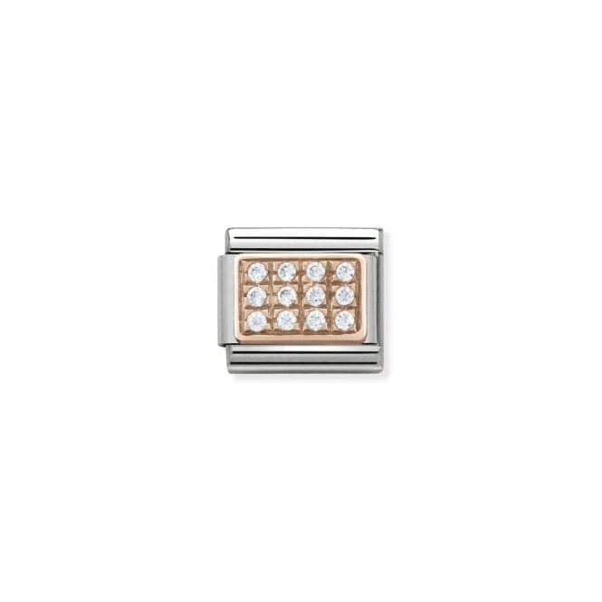 Classic Rose Gold CZ Pave White Grid Sparkly Charms